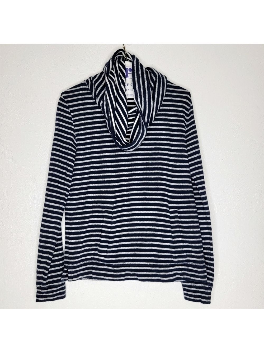 J.Crew Navy Blue and White Striped Pullover Sweater Women's Small